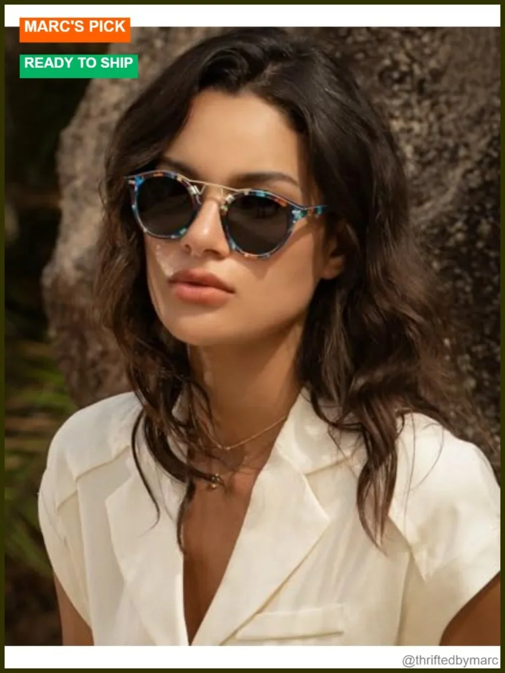Womens Polarized Round Sunglasses Acetate Frame UV Protection Driving Shades